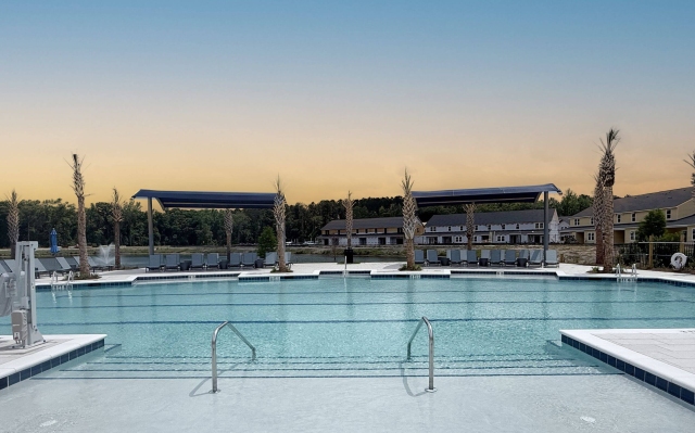 clear lake reserve pool sunset